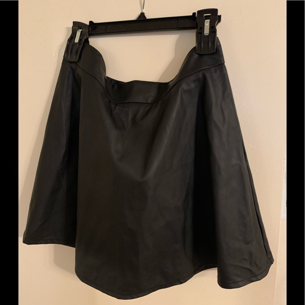 Fashion Union Target Black Leather Skirt Size L/10